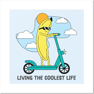 funny Banana Riding a Scooter : Living the banana life Posters and Art